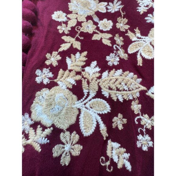 Andree By Unit Womens Embroidered Long Sleeves Maxi Dress Size L Burgundy Boho - Picture 5 of 16